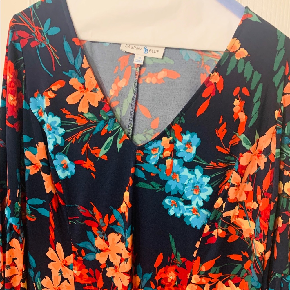 Sabrina Blue Kentia Flared Sleeve Dress (Teal)